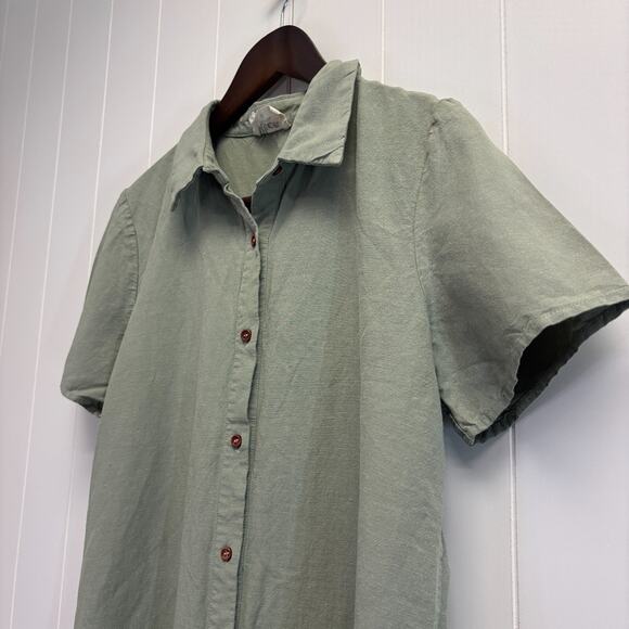 Rhea Bikinis Linen Blend Scandi Beach Shirt‎ Dress Size M Lagenlook Minimalist - Picture 3 of 8